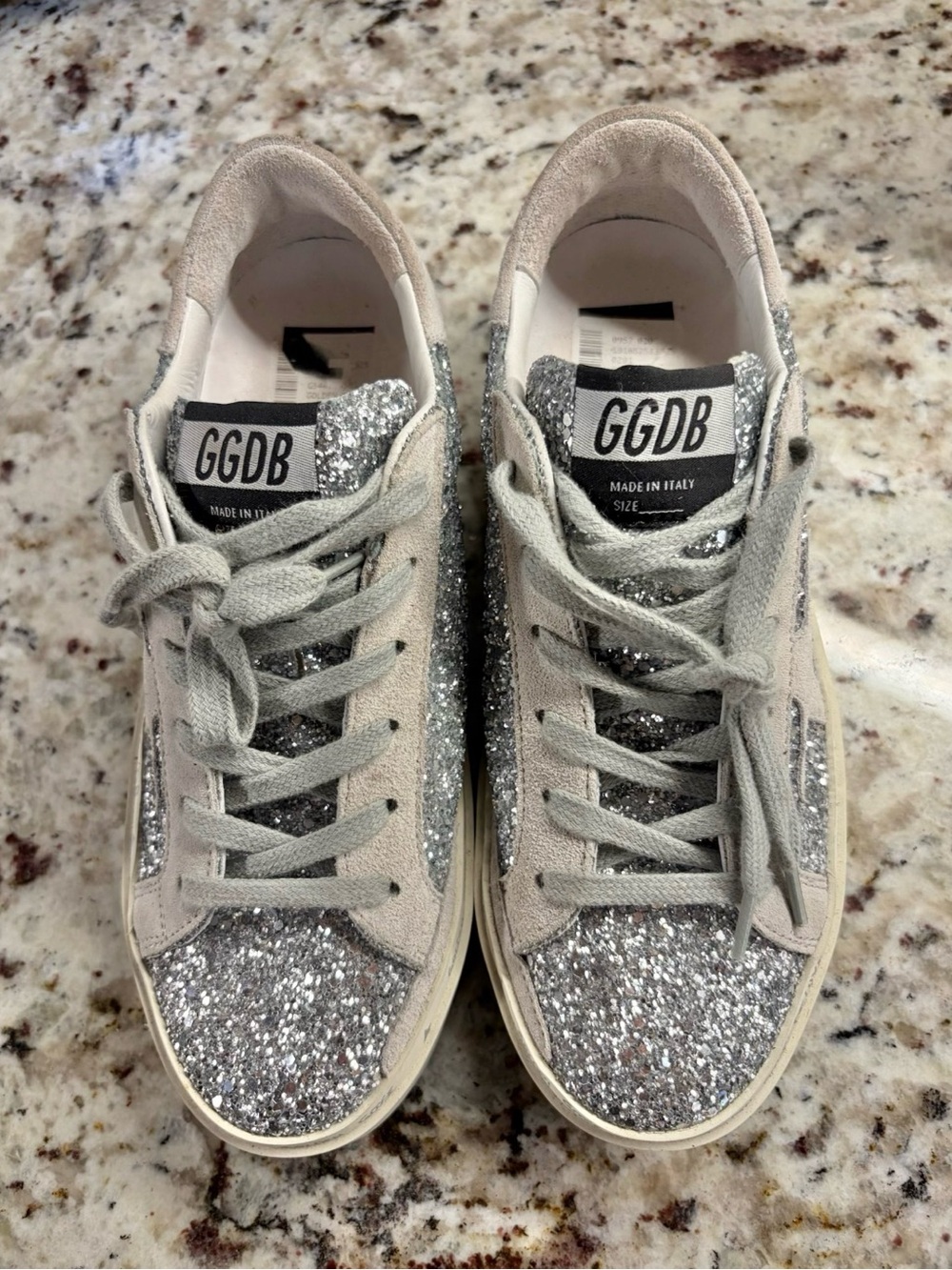 Golden Goose Silver Glitter Sneakers